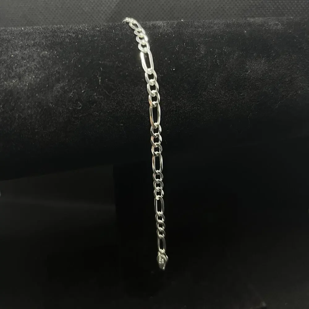 Esclava De Plata 925 Con Tejido Figaro,925 Silver Bracelet 7 Inch